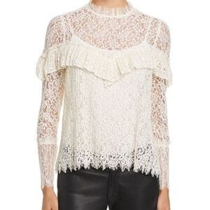 Saylor Ruffle Lace Cream Boho Women's Top XS